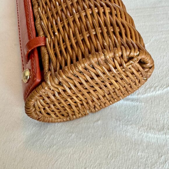 MICHAEL KORS - Santorini Wicker Rattan Orange Leather Clutch - Picture 8 of 9